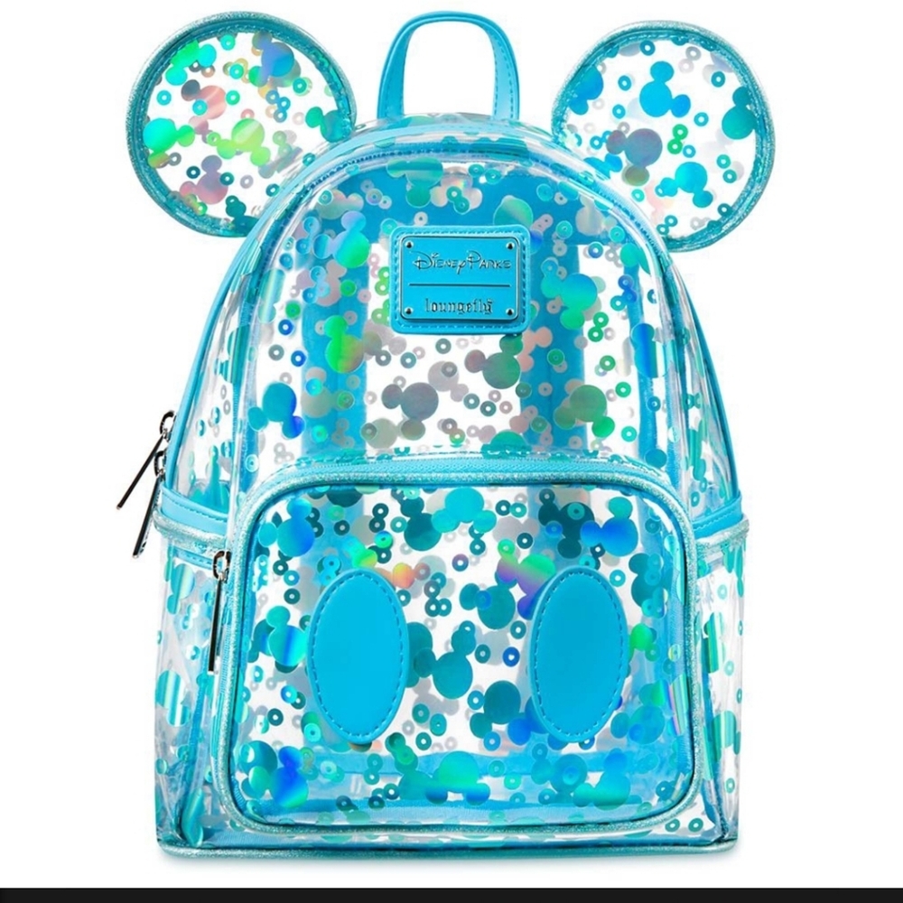 Disney Loungefly Mickey Mouse Icon Clear Blue Mini Backpack